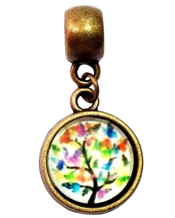 Bronze Tree Glass Dome Handmade Charm Bead (Fits Pandora)