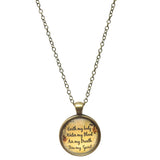 Spiritual Wiccan Four Elements Message Quote Bronze Glass Dome Chain Necklace