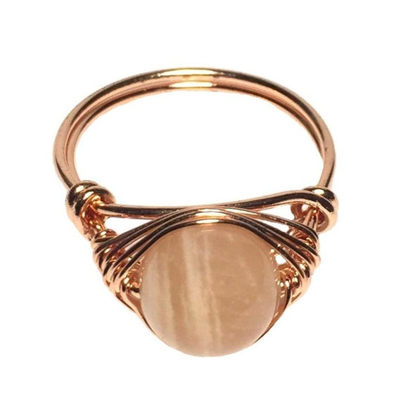 Sunstone Natural Gemstone Rose Gold Ring