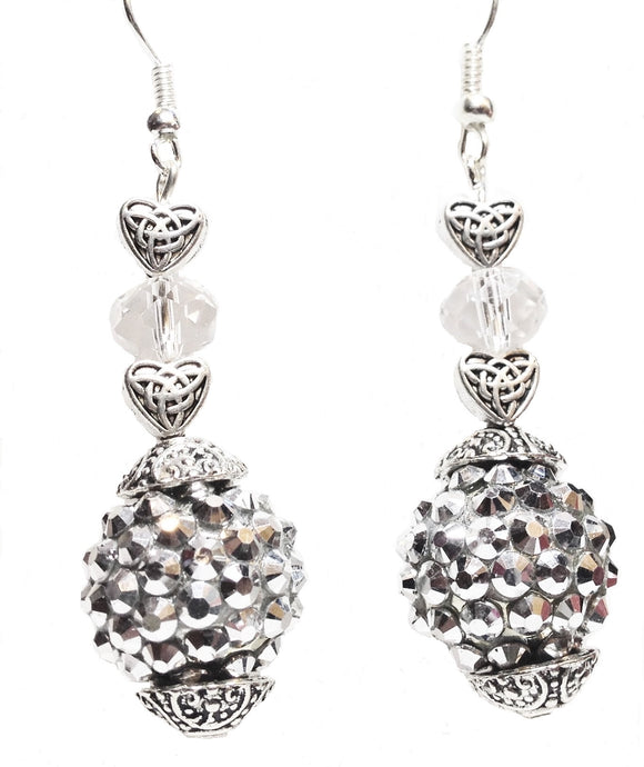 Celtic Hearts Disco Ball Beaded Earrings