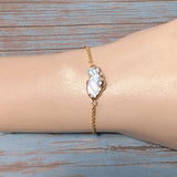 Natural Mother of Pearl 18K GP Yellow Gold Plated Chain Bracelet