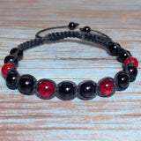 Men's Braided Adjustable Black Red Cord Bracelet