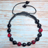 Men's Braided Adjustable Black Red Cord Bracelet