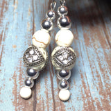 Handmade Artisan Howlite Gemstone Beaded Earrings