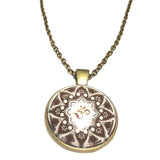 Buddhist Ohm Bronze Glass Dome Pendant Chain Necklace