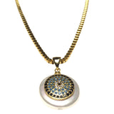 Evil Eye Natural Seashell Chain Necklace Yellow Gold Plated 18K GP