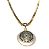 Evil Eye Natural Seashell Chain Necklace Yellow Gold Plated 18K GP