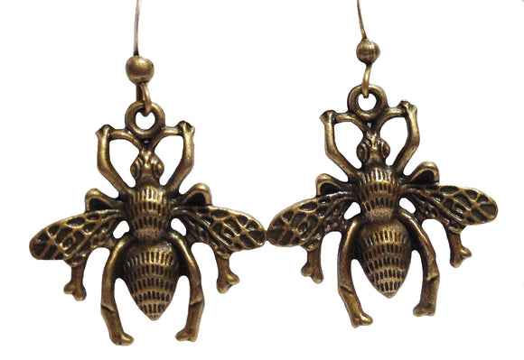 Bronze Bee Charm Earrings