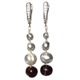 Freshwater Pearl Tower Crystal Rhinestone Multi Color Handcrafted Earrings