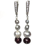 Freshwater Pearl Tower Crystal Rhinestone Multi Color Handcrafted Earrings