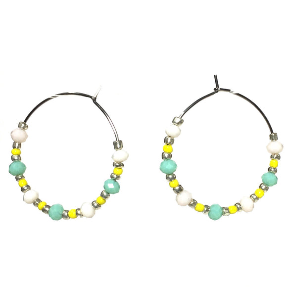 Pastel Glass Beaded Handmade Hoop Earrings