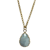 Amazonite natural gemstone teardrop pendant 18K GP Yellow Gold Plated Chain Necklace