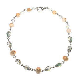 Peach Olive Glass Crystal Beaded Handcrafted Handmade Anklet