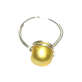 Yellow Natural Freshwater Pearl Silver Wire Wrapped Handmade Ring