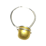 Yellow Natural Freshwater Pearl Silver Wire Wrapped Handmade Ring