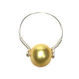 Yellow Natural Freshwater Pearl Wire Wrapped Silver Handcrafted Ring