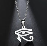 Egyptian Eye of Ra Pendant Chain Necklace Silver Steel