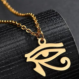 Egyptian Eye of Ra Chain Necklace Yellow Gold Plated 