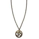 Buddhist Ohm Bronze Pendant Chain Necklace