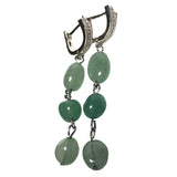 Green Aventurine Natural Semi Precious Gemstone Rhinestone Earrings