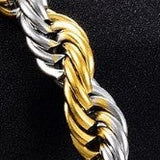 6mm Thick Dual Tone Rope Chain Necklace Yellow White Gold Plated 18K GP