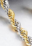 4mm Thick Dual Tone Rope Chain Necklace Yellow White Gold Plated 18K GP