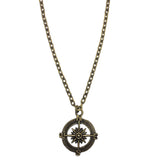 Bronze Compass Pendant Chain Necklace