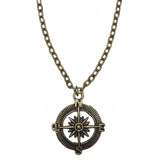 Bronze Compass Pendant Chain Necklace