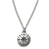 Compass Pendant Chain Necklace Silver