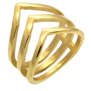 Elegant Layered Geometric Ring Yellow Gold Plated 18K GP