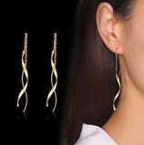 Double Swirl Threaded Earrings Yellow Gold Plated 18K GP