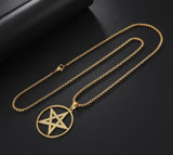 Pentagram Chain Necklace Yellow Gold Plated 18K GP