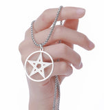 Pentagram Chain Necklace White Gold Plated 18K GP