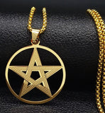 Pentagram Chain Necklace Yellow Gold Plated 18K GP