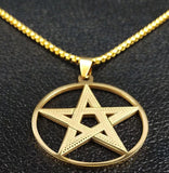 Pentagram Chain Necklace Yellow Gold Plated 18K GP