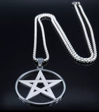 Pentagram Chain Necklace White Gold Plated 18K GP