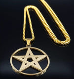 Pentagram Chain Necklace Yellow Gold Plated 18K GP