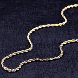 4mm Thick Dual Tone Rope Chain Necklace Yellow White Gold Plated 18K GP