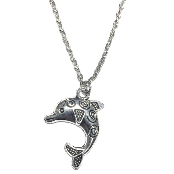 Dolphin Pendant Chain Necklace Silver