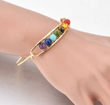 Chakra Healing Natural Gemstone Bangle Bracelet Gold