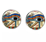 Egyptian Eye of Ra Glass Dome Stud Earrings