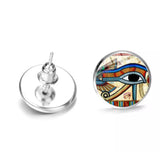 Egyptian Eye of Ra Glass Dome Stud Earrings