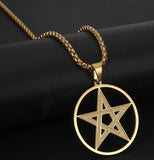 Pentagram Chain Necklace Yellow Gold Plated 18K GP