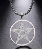 Pentagram Chain Necklace White Gold Plated 18K GP