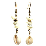 Natural Seashell Yellow Gold Hematite Handmade Beaded Earrings