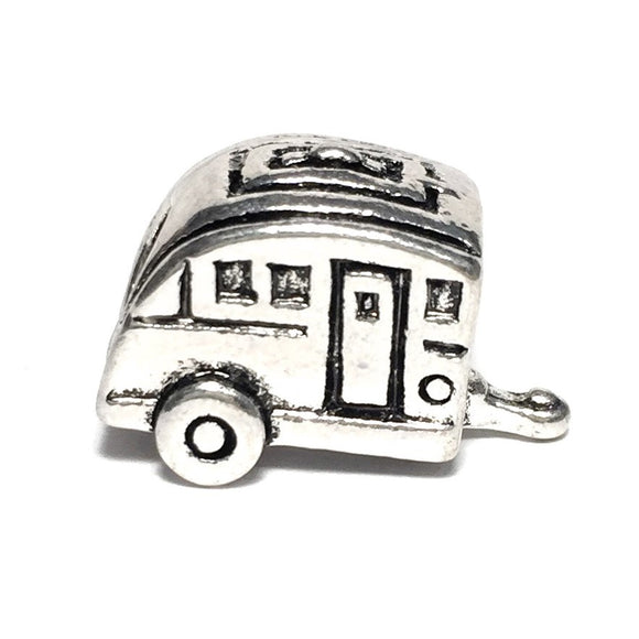 RV Trailer Slider Bead Antiqued Silver Fits Pandora Charm Bracelet