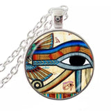 Egyptian Eye of Ra Glass Dome Pendant Chain Necklace