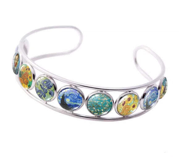 Vincent Van Gogh Paintings Glass Charm Fashion Bangle Bracelet