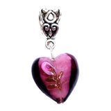 Purple Lampwork Glass Heart Handmade Charm Pendant