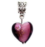 Purple Lampwork Glass Heart Handmade Charm Pendant